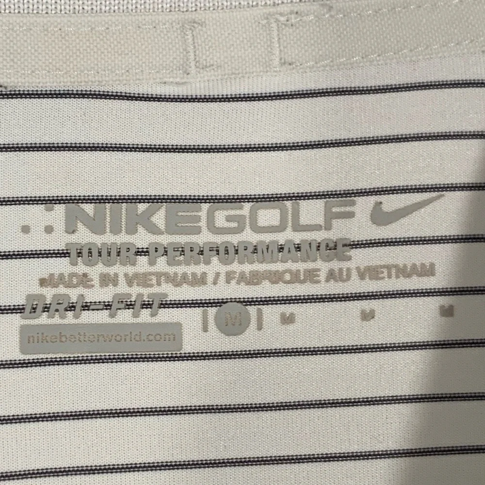 Nike White Polo Shirt with Thin Black Stripes